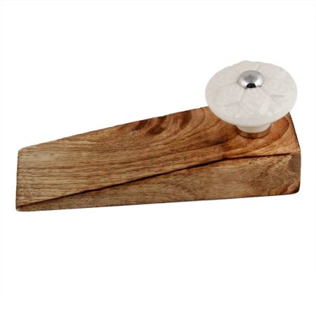 Cream Wheel Flower Ceramic Wooden Door Stopper